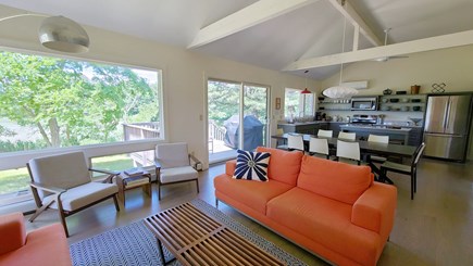 Wellfleet Cape Cod vacation rental - Living room with dining area and kitchen beyond
