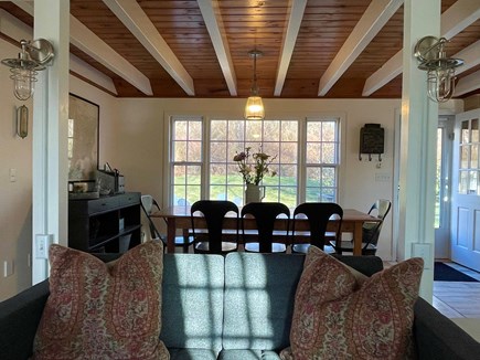 Sandwich, In Village across Shawme Pond Cape Cod vacation rental - Open plan living, dining and kitchen.