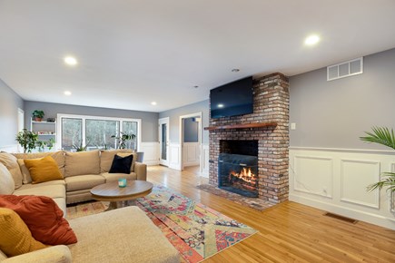 Pocasset Cape Cod vacation rental - Spacious living room with smart TV and views of the water.
