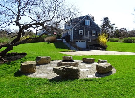 East Dennis Cape Cod vacation rental - Large back yard with no neighbors behind the house, cranberry bog