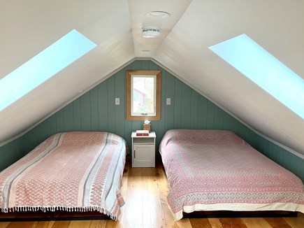 Wellfleet Cape Cod vacation rental - Loft bedroom with skylights and two full size beds.