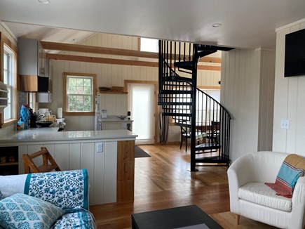 Wellfleet Cape Cod vacation rental - Open layout with cathedral ceiling over kitchen & dining areas.
