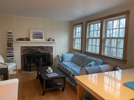 Wellfleet Cape Cod vacation rental - Comfortable living room with Smart TV, books and games to play.