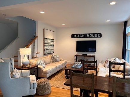 Popponesset Cape Cod vacation rental - Large Family Room, 2 couches, chair and table seating for 6
