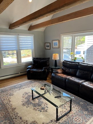 Harwich Cape Cod vacation rental - TV area with leather seating.