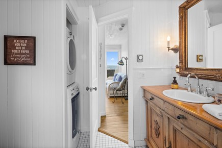 Dennis Port Cape Cod vacation rental - Bathroom with stacked washer and dryer