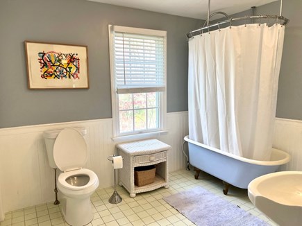 Brewster Cape Cod vacation rental - Upstairs Guest Bath with shower/tub and washer/dryer.