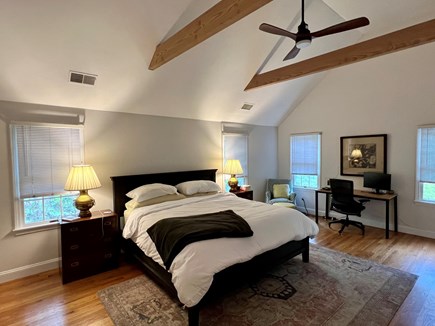 Brewster Cape Cod vacation rental - The master bedroom upstairs king w ensuite shower and jacuzzi tub