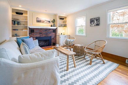 Cotuit Cape Cod vacation rental - A cozy living room with a propane fireplace for chilly evenings.