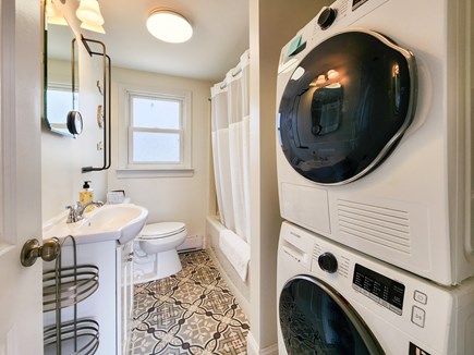 Dennisport Cape Cod vacation rental - Full bathroom with shower and laundry.