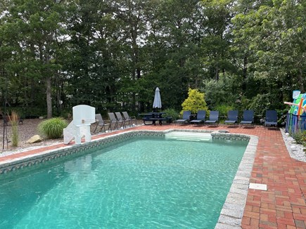 Yarmouth Port Cape Cod vacation rental - Plenty of seating around the pool, with horseshoe pit in the back