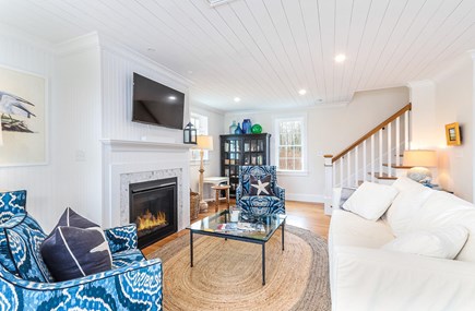 Sandwich Cape Cod vacation rental - Sitting area with TV and fireplace