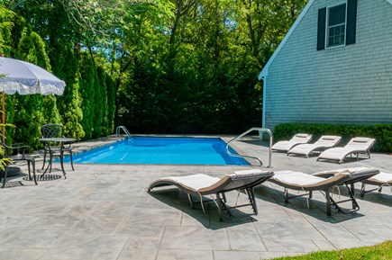 Osterville Cape Cod vacation rental - Pool with 6 comfortable lounging chairs and a sitting area