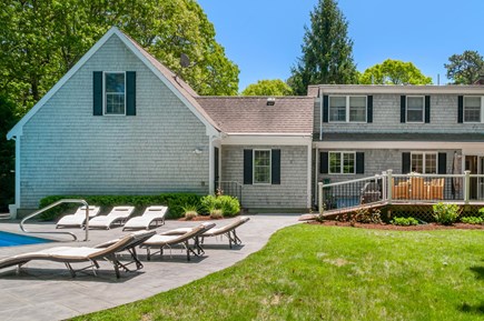 Osterville Cape Cod vacation rental - Large deck leading to pool area