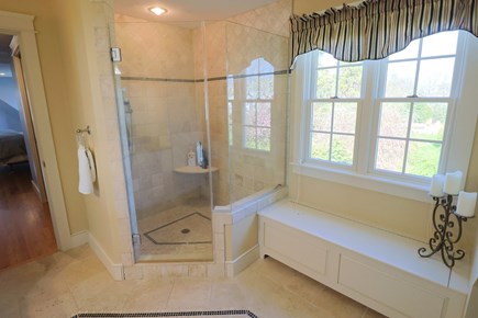 East Dennis Cape Cod vacation rental - Partial view of primary bath on 2nd floor