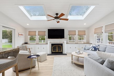 Osterville Cape Cod vacation rental - Back living room with gas fireplace.