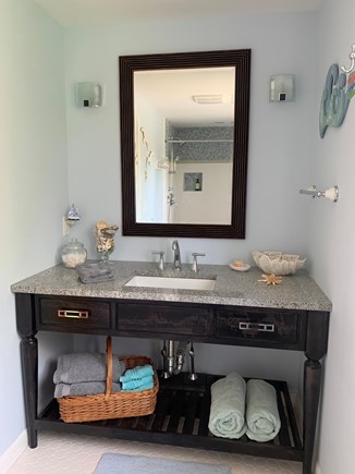 Orleans Cape Cod vacation rental - Upstairs bathroom with walk-in tiled shower.