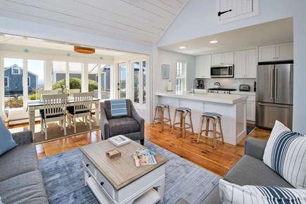 New Seabury Cape Cod vacation rental - Overall view of living room kitchen and ocean view dining