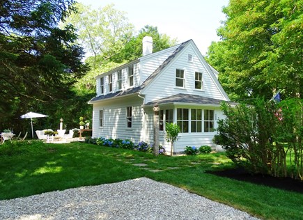 Orleans Cape Cod vacation rental - Side of house, walk to patio among hydrangeas