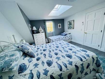 Brewster Cape Cod vacation rental - 2nd floor grey room- queen and trundle that doubles as 2 tweens