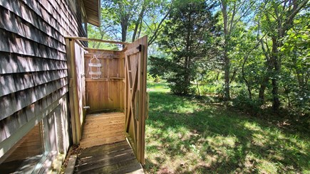Wellfleet Cape Cod vacation rental - Enclosed outdoor shower at side of house
