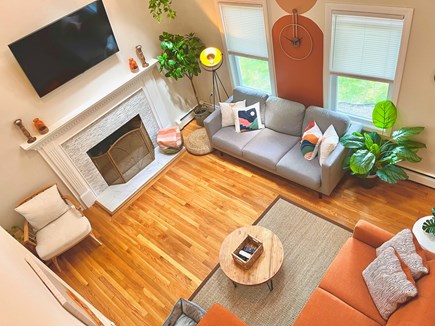 Mashpee Cape Cod vacation rental - Living room with high ceiling and skylight