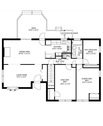 Eastham Cape Cod vacation rental - First floor plan.