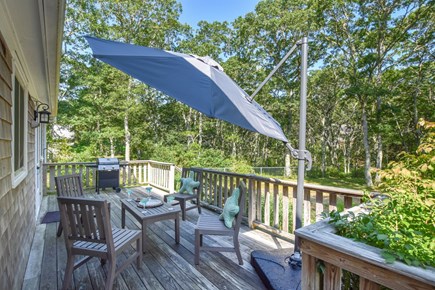 Brewster Cape Cod vacation rental - The backyard deck off the kitchen.