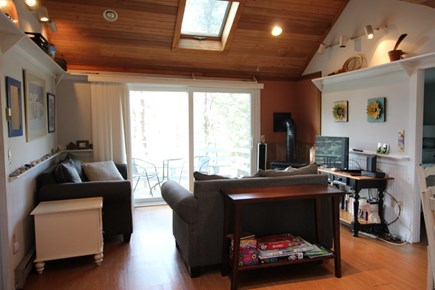 Truro Cape Cod vacation rental - Living Room with Slider to Front Deck