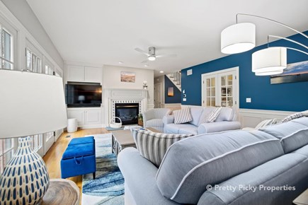 Brewster Cape Cod vacation rental - Living room, note big TV.