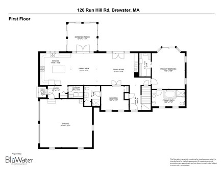 Brewster Cape Cod vacation rental - Main level floor plan