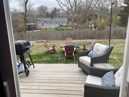 Barnstable, East Falmouth Cape Cod vacation rental - Deck off kitchen with firepit gas and grill