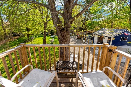Barnstable Cape Cod vacation rental - The Sea Glass balcony overlooks the spa & is great for cocktails.