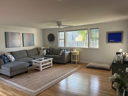Falmouth, Great Harbors Cape Cod vacation rental - Living room has large sectional and television