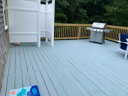 Brewster Cape Cod vacation rental - Large Deck with patio set and outdoor shower.