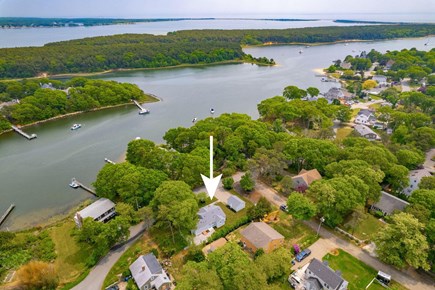 East Falmouth  Cape Cod vacation rental - Aerial view of house looking out towards Martha's Vineyard