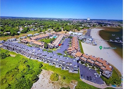 Hyannis Cape Cod vacation rental - Arial view of the condo complex. Our unit is at the red arrow.