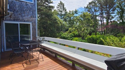 Wellfleet Cape Cod vacation rental - Front deck with gas grill, table and awning for shade