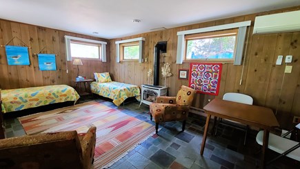 Wellfleet Cape Cod vacation rental - Lower level bedroom with two twins and sitting area with TV