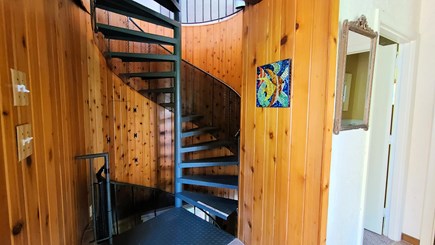 Wellfleet Cape Cod vacation rental - Spiral staircase leads to 2nd floor living room and lower level