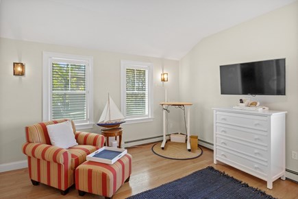 Provincetown Cape Cod vacation rental - Sitting area and standing desk in bedroom