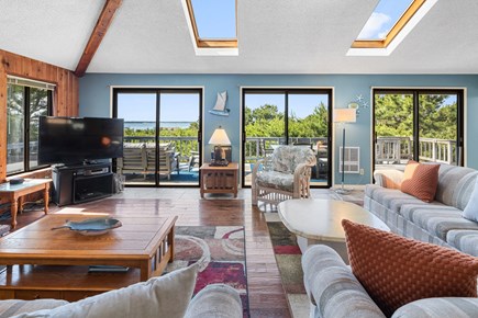 Wellfleet Cape Cod vacation rental - 70-inch flat screen TV, plenty of seating with views of the bay