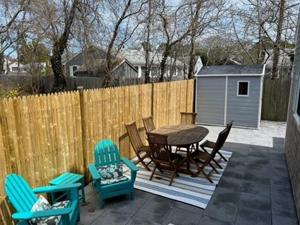 Dennisport Cape Cod vacation rental - Outdoor patio for dining, bbq with gas grill, & firepit out back
