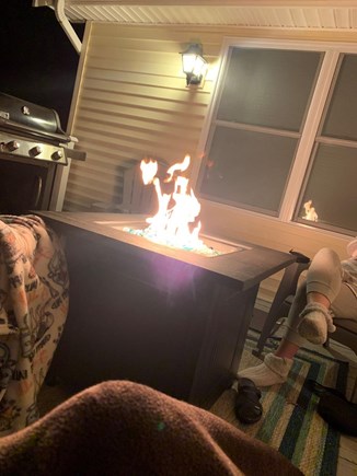 Monument Beach - Bourne  Cape Cod vacation rental - New firepit on the back deck to enjoy crisp evenings