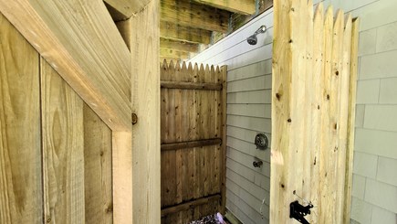 Wellfleet Cape Cod vacation rental - Enclosed outdoor shower beneath the deck