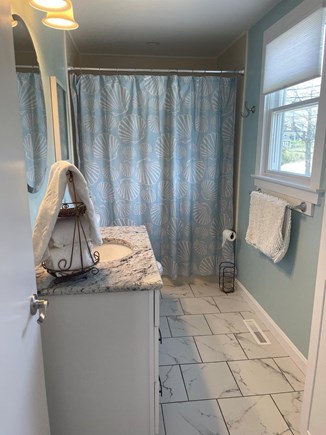 Sandwich, Sagamore Beach Cape Cod vacation rental - Lovely clean bathroom with granite, easy step in spacious shower