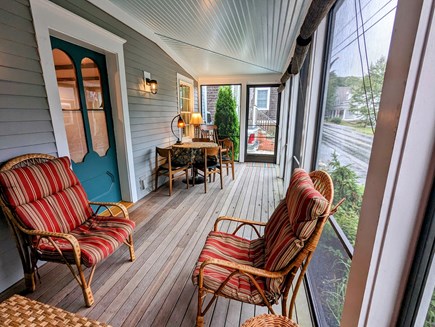 Wellfleet Center Cape Cod vacation rental - Screened in front porch overlooks Commercial St. Wellfleet