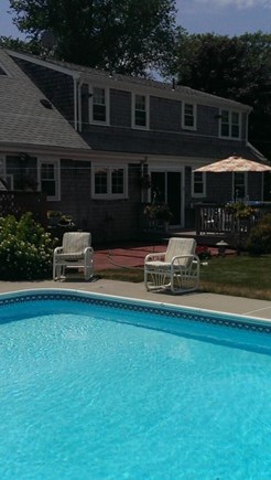 Falmouth Cape Cod vacation rental - Poolside lounging and dining