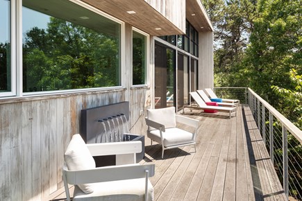 Truro Cape Cod vacation rental - Main deck with lounge chairs and Little Pamet Valley views