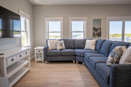 West Dennis Cape Cod vacation rental - Comfortable bright living area with terrific views, TV & sofabed